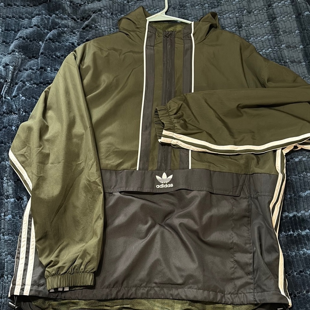 Adidas Green and Black Windbreaker Jackets